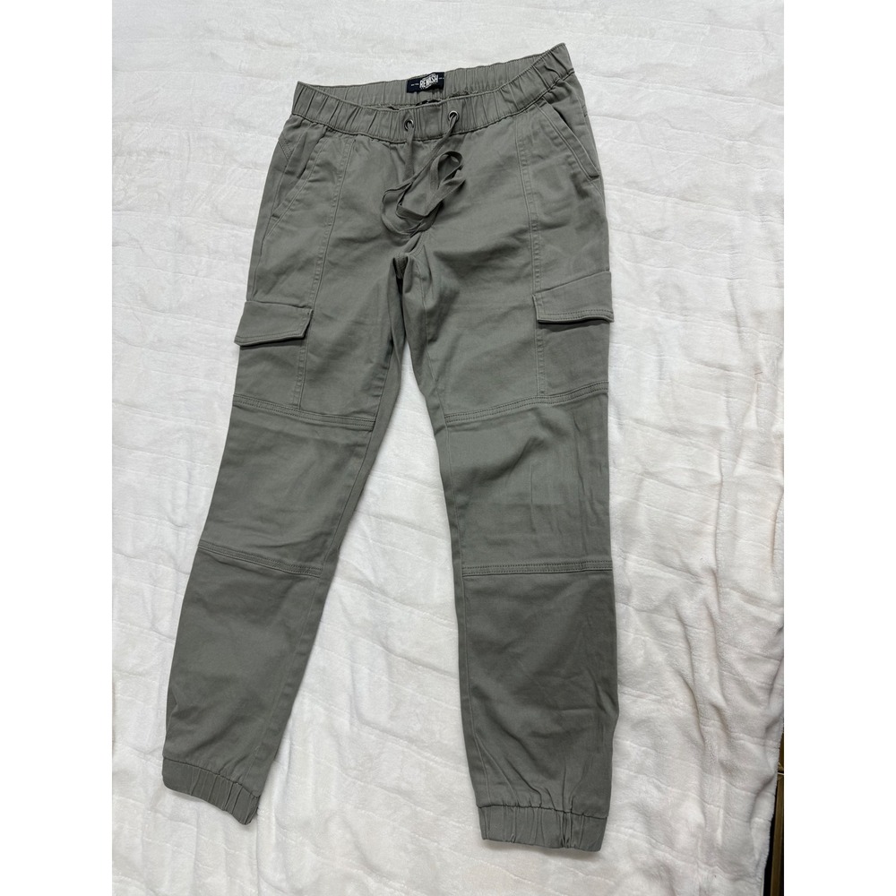 RE WASH Women's Cargo Jogger Pants Size Small Olive Green Cotton‎ Spandex Blend